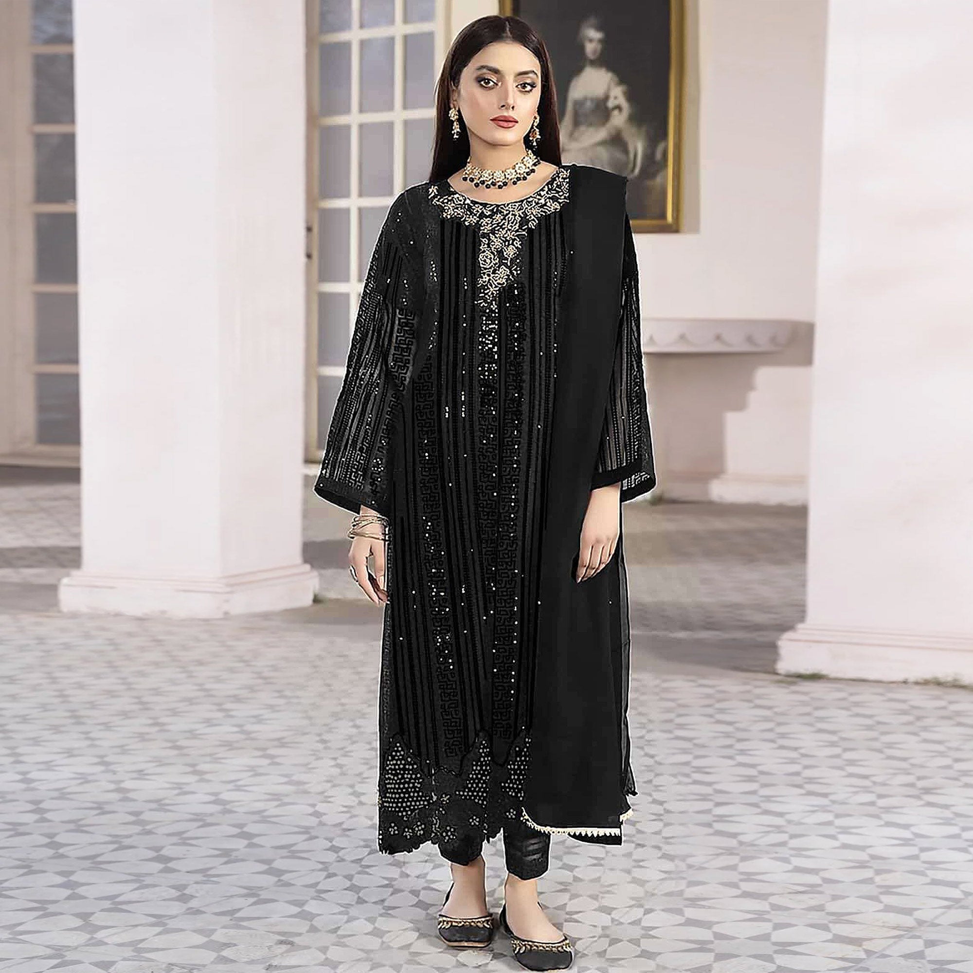 Buy 60/6XL Size Silk Plain Bollywood Trouser Suits Online for Women in USA